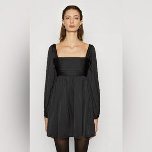 Abercrombie & Fitch Emerson Satin Champagne Mini Long Sleeve Dress